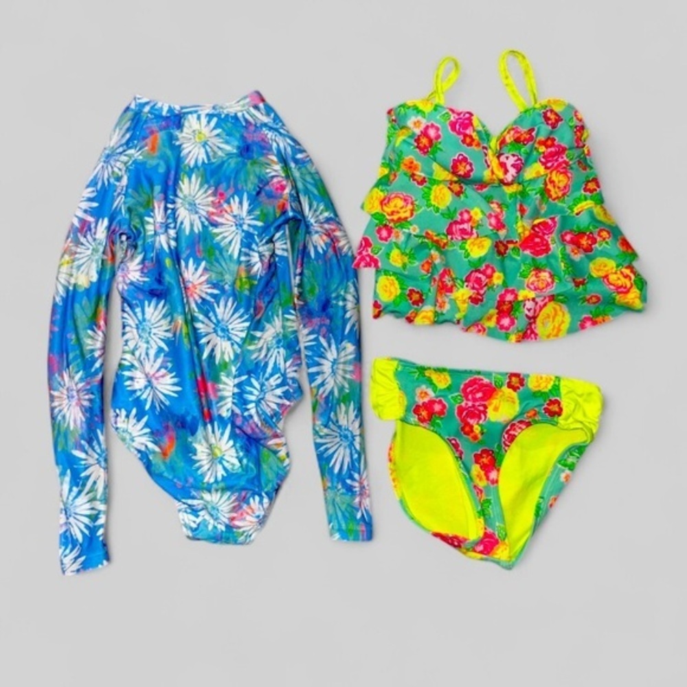 Floral Swimsuit Set kids size 6 bundle - Picture 1 of 4
